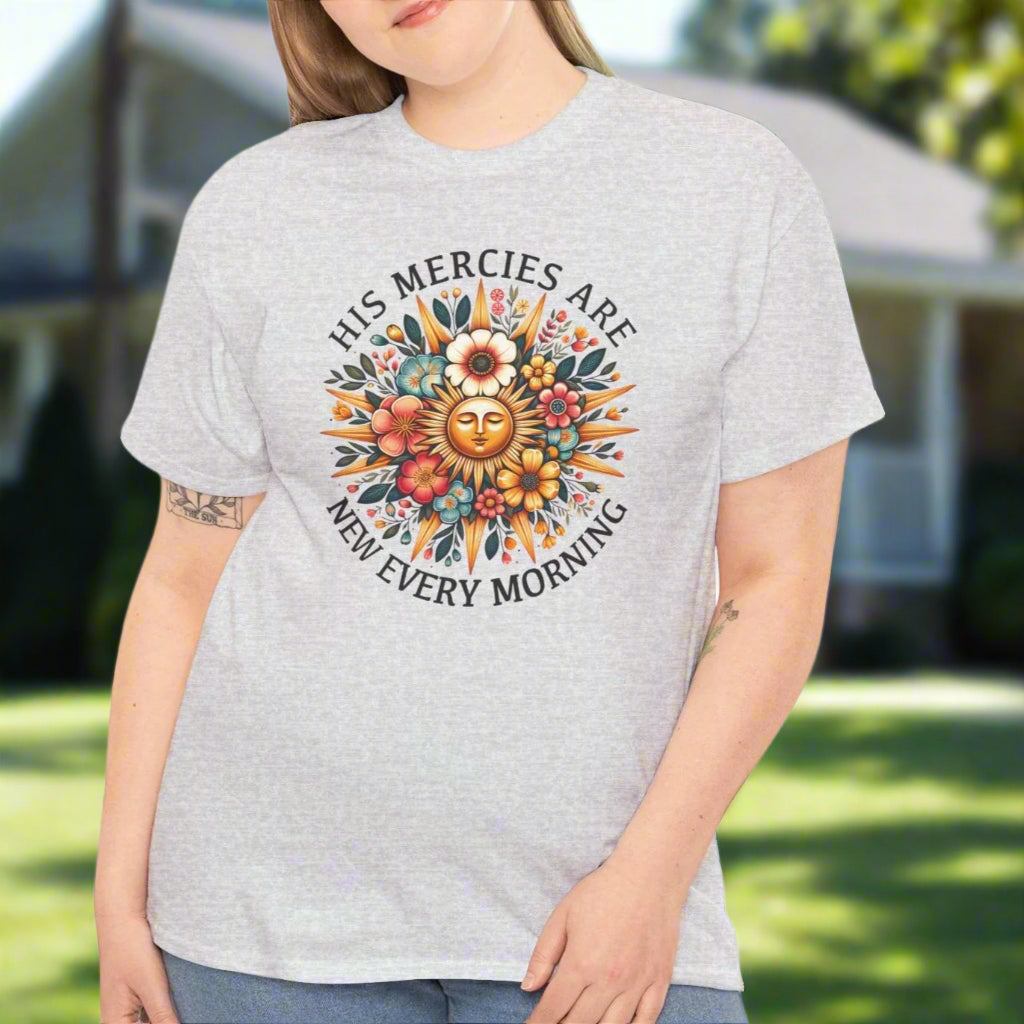 Mercies Are New Every Morning – Floral Sun Faith Tee - Kim’s Signature Beauty & Accessories    