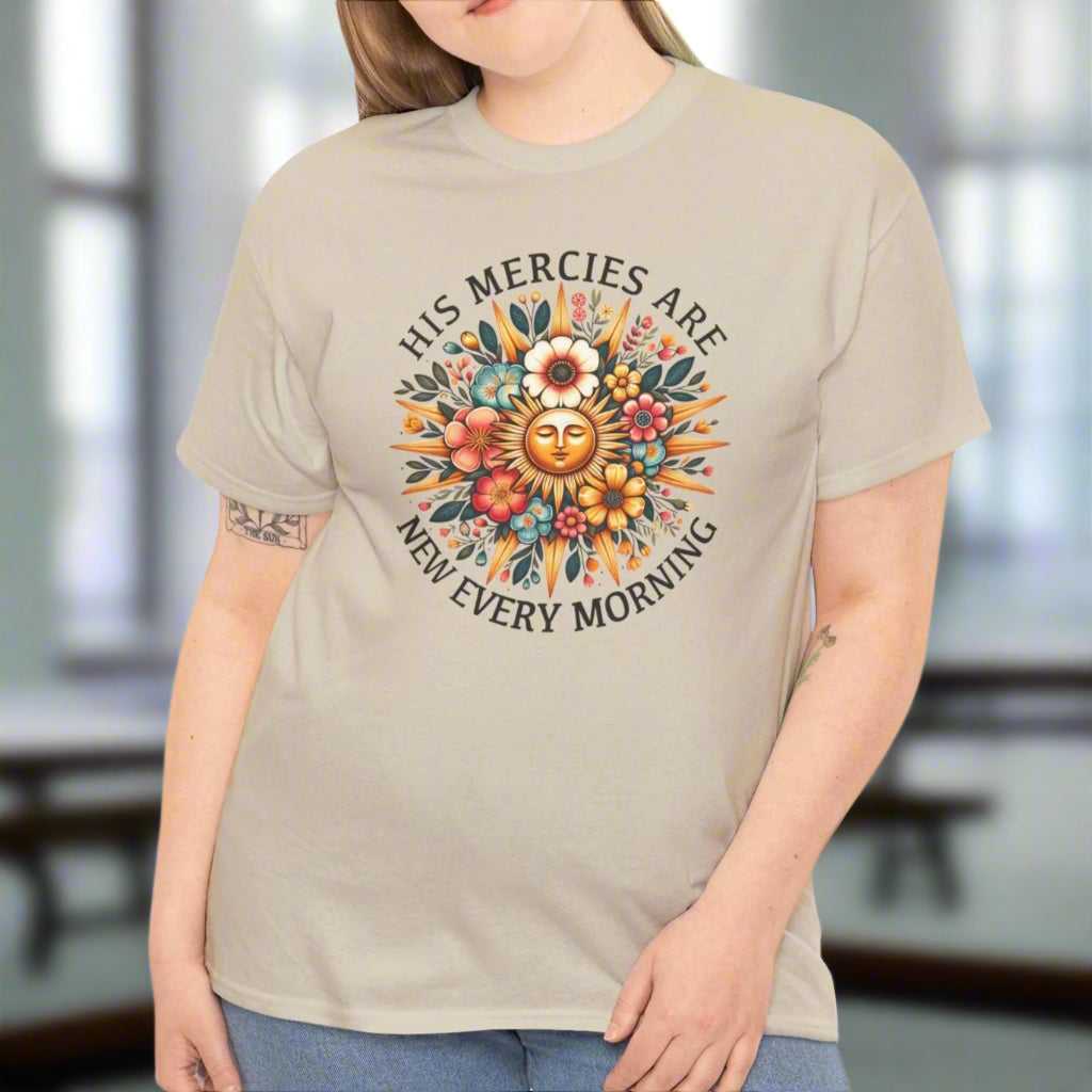 Mercies Are New Every Morning – Floral Sun Faith Tee - Kim’s Signature Beauty & Accessories    