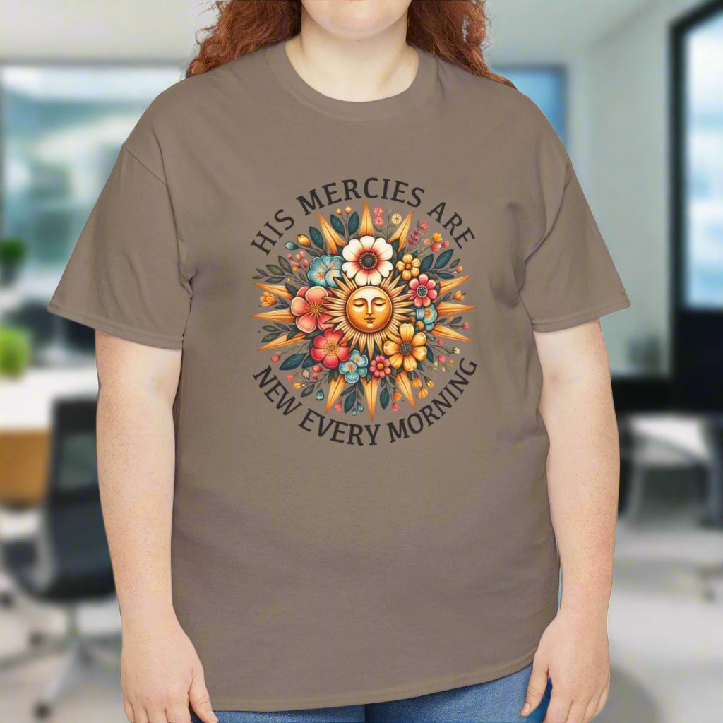 Mercies Are New Every Morning – Floral Sun Faith Tee - Kim’s Signature Beauty & Accessories    