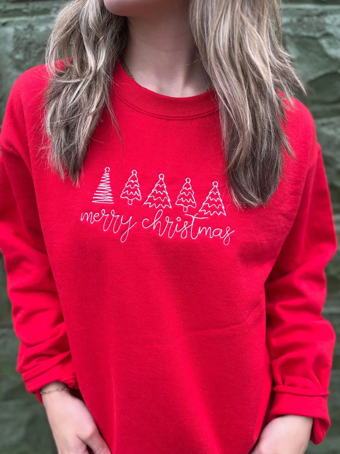 Merry Christmas Embroidered Sweatshirt - Kim’s Signature Beauty & Accessories    