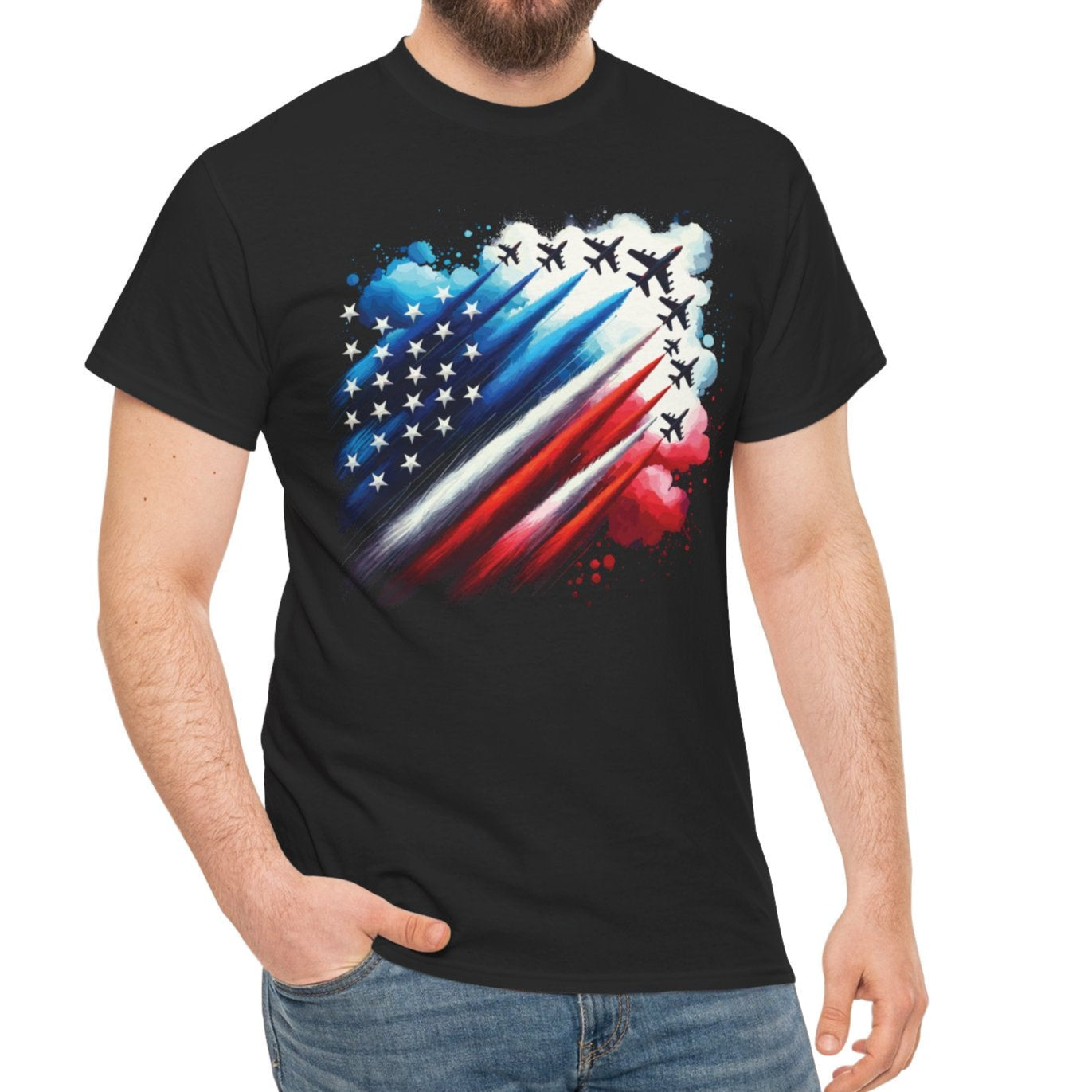 Military Pride Unisex Tee – Jet Flag Graphic for 4th of July - Kim’s Signature Beauty & Accessories    