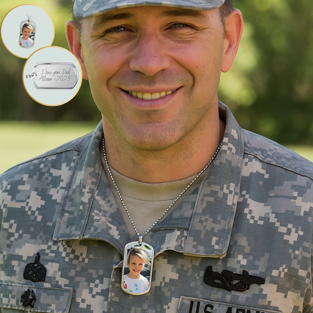 Military Upload your photo - Dog Tag Necklace - Kim’s Signature Beauty & Accessories    