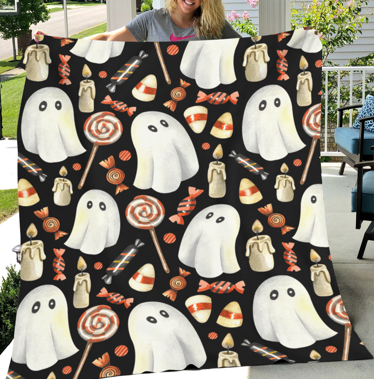 Ghosts & Candy Halloween Fleece Blanket - Kim’s Signature Beauty & Accessories    