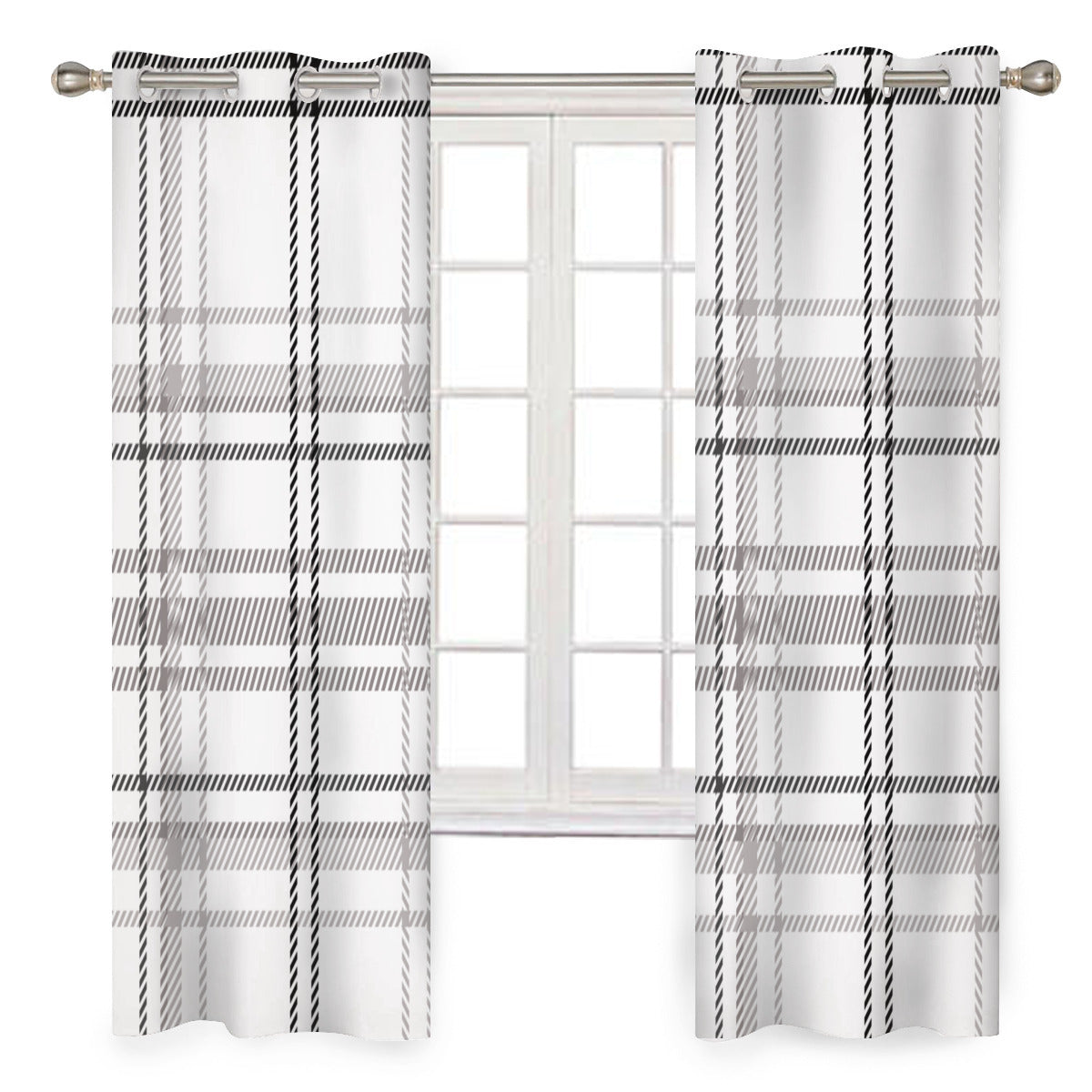 Modern Black and White Plaid Blackout Curtains – 2 Panel Set - Kim’s Signature Beauty & Accessories    