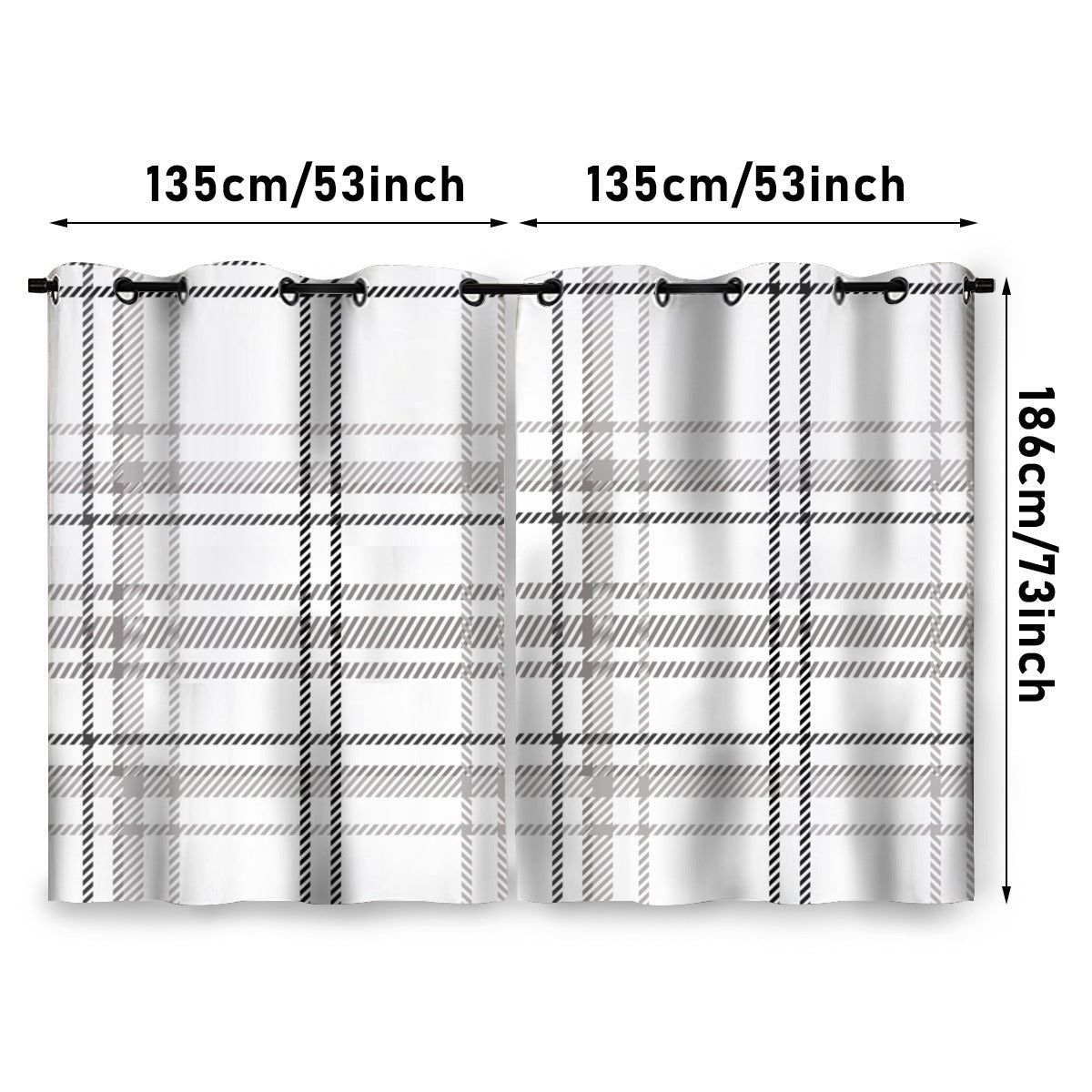 Modern Black and White Plaid Blackout Curtains – 2 Panel Set - Kim’s Signature Beauty & Accessories    