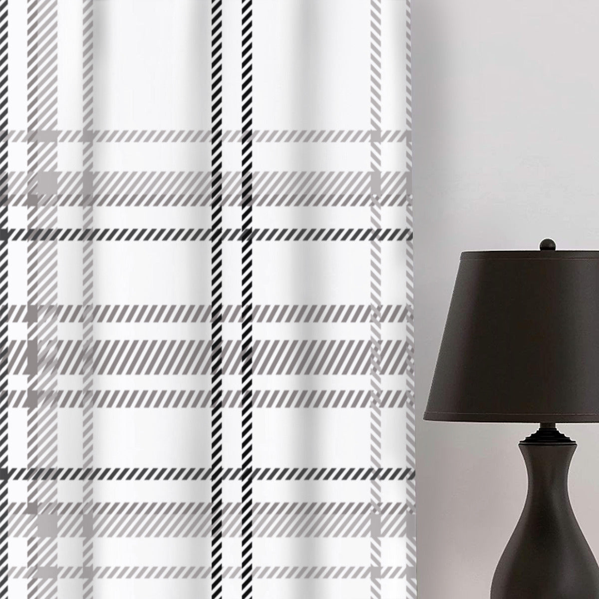 Modern Black and White Plaid Blackout Curtains – 2 Panel Set - Kim’s Signature Beauty & Accessories    
