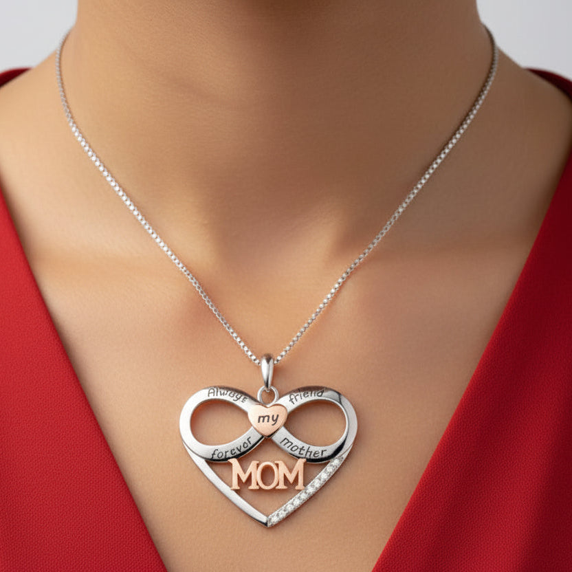 Mom Heart Pendant Necklace in 925 Sterling Silver – Gift for Mom - Kim’s Signature Beauty & Accessories