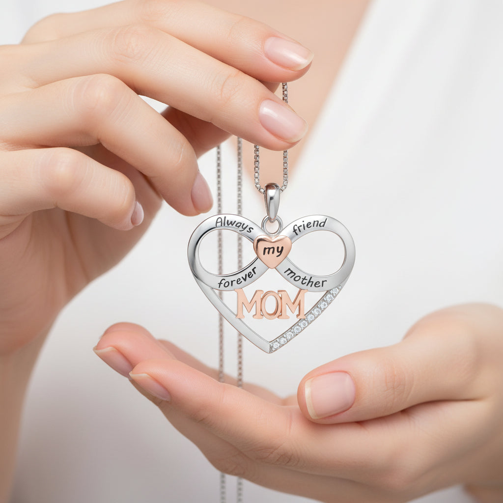 Mom Heart Pendant Necklace in 925 Sterling Silver – Gift for Mom - Kim’s Signature Beauty & Accessories