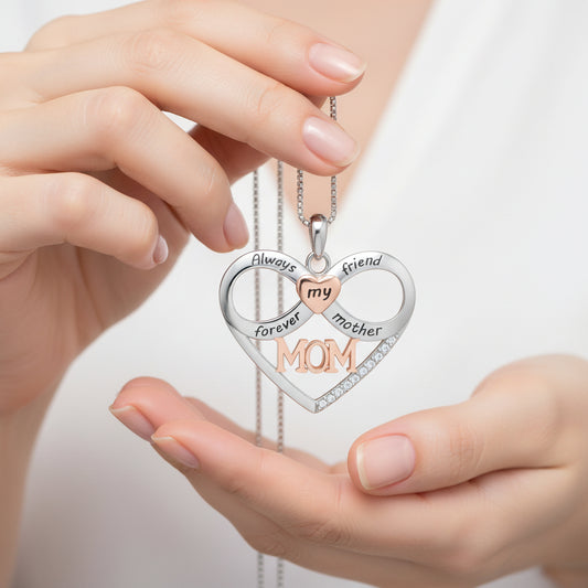 Mom Heart Pendant Necklace in 925 Sterling Silver – Gift for Mom - Kim’s Signature Beauty & Accessories