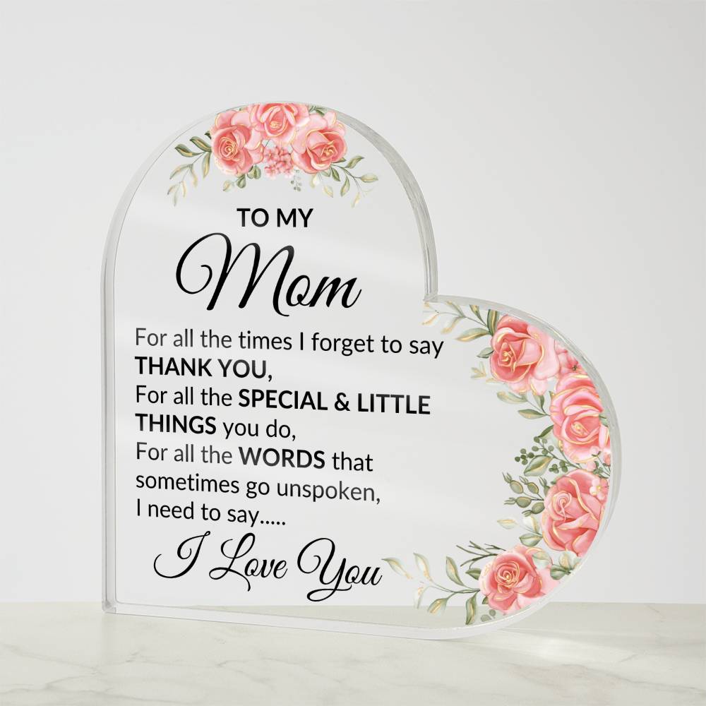Mom, I love you | Heart Acrylic - Kim’s Signature Beauty & Accessories    