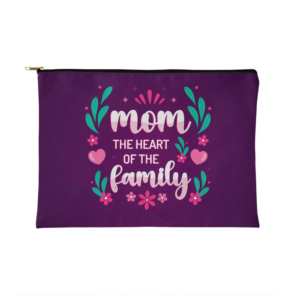 Mom, The heart of the family Small Zippered Pouch - Kim’s Signature Beauty & Accessories    