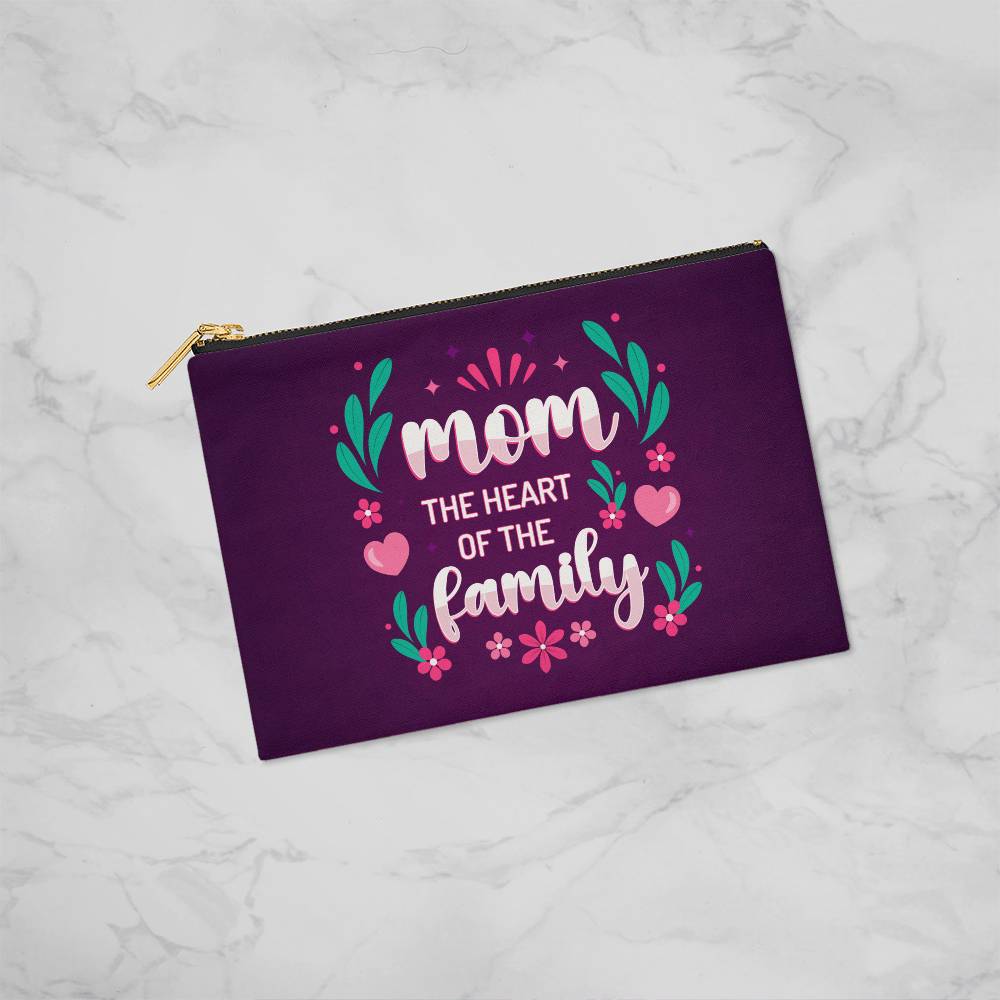 Mom, The heart of the family Small Zippered Pouch - Kim’s Signature Beauty & Accessories    