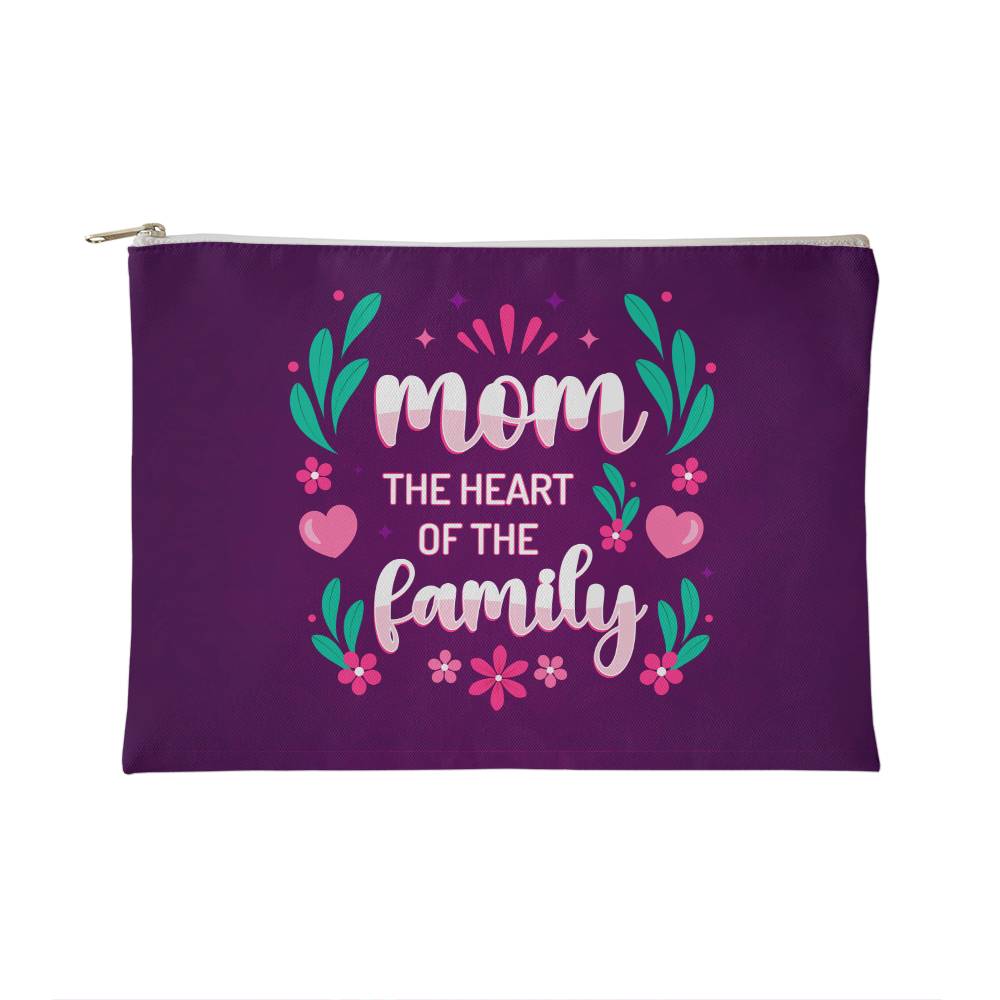 Mom, The heart of the family Small Zippered Pouch - Kim’s Signature Beauty & Accessories    