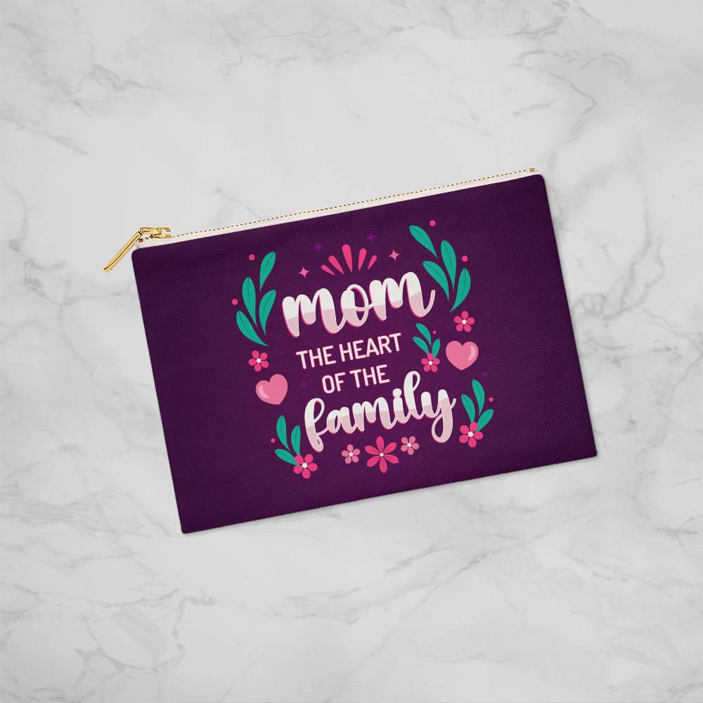 Mom, The heart of the family Small Zippered Pouch - Kim’s Signature Beauty & Accessories    