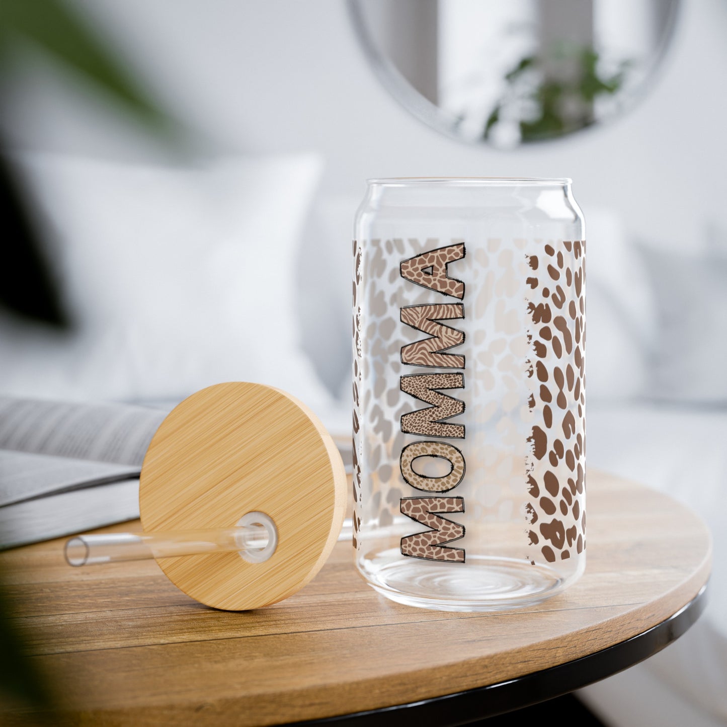 Momma Leopard Sipper Glass, 16oz - Kim’s Signature Beauty & Accessories    