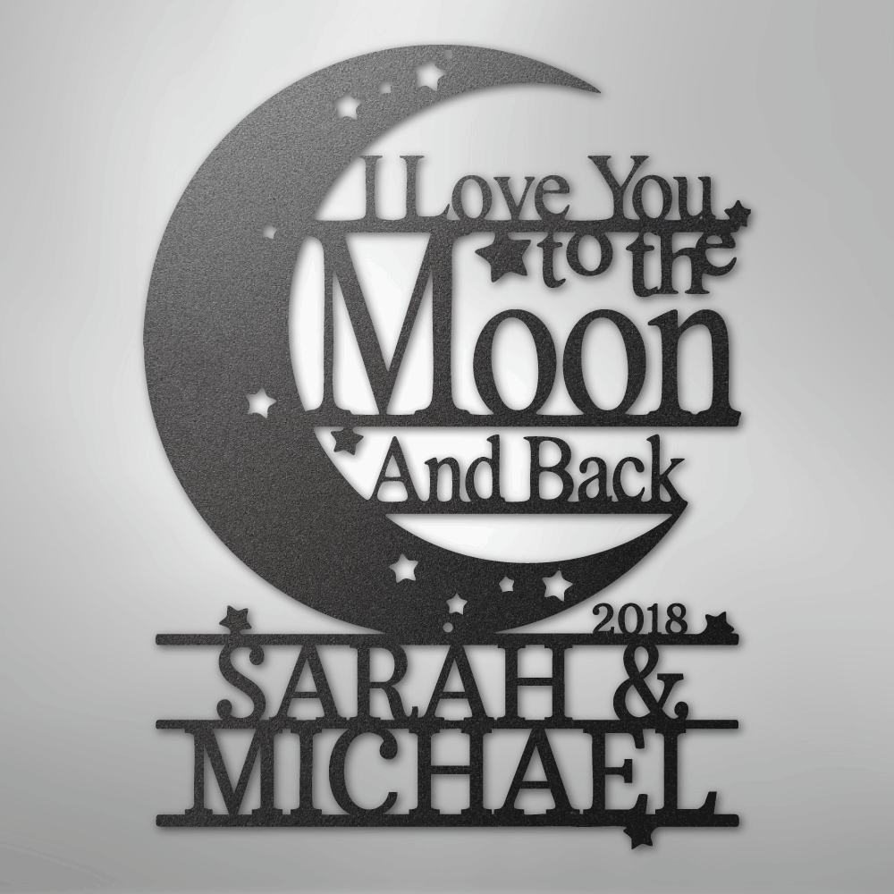 Moon and Back Monogram - Steel Sign - Kim’s Signature Beauty & Accessories