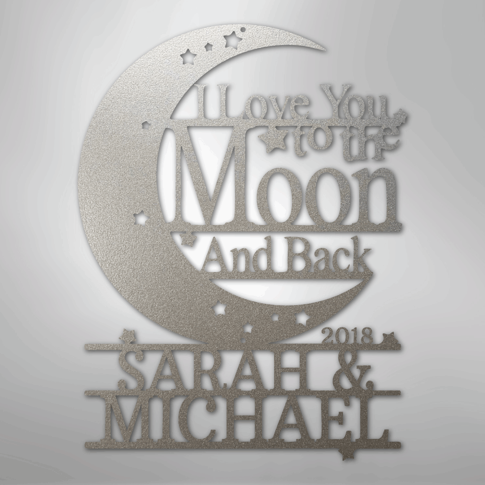 Moon and Back Monogram - Steel Sign - Kim’s Signature Beauty & Accessories