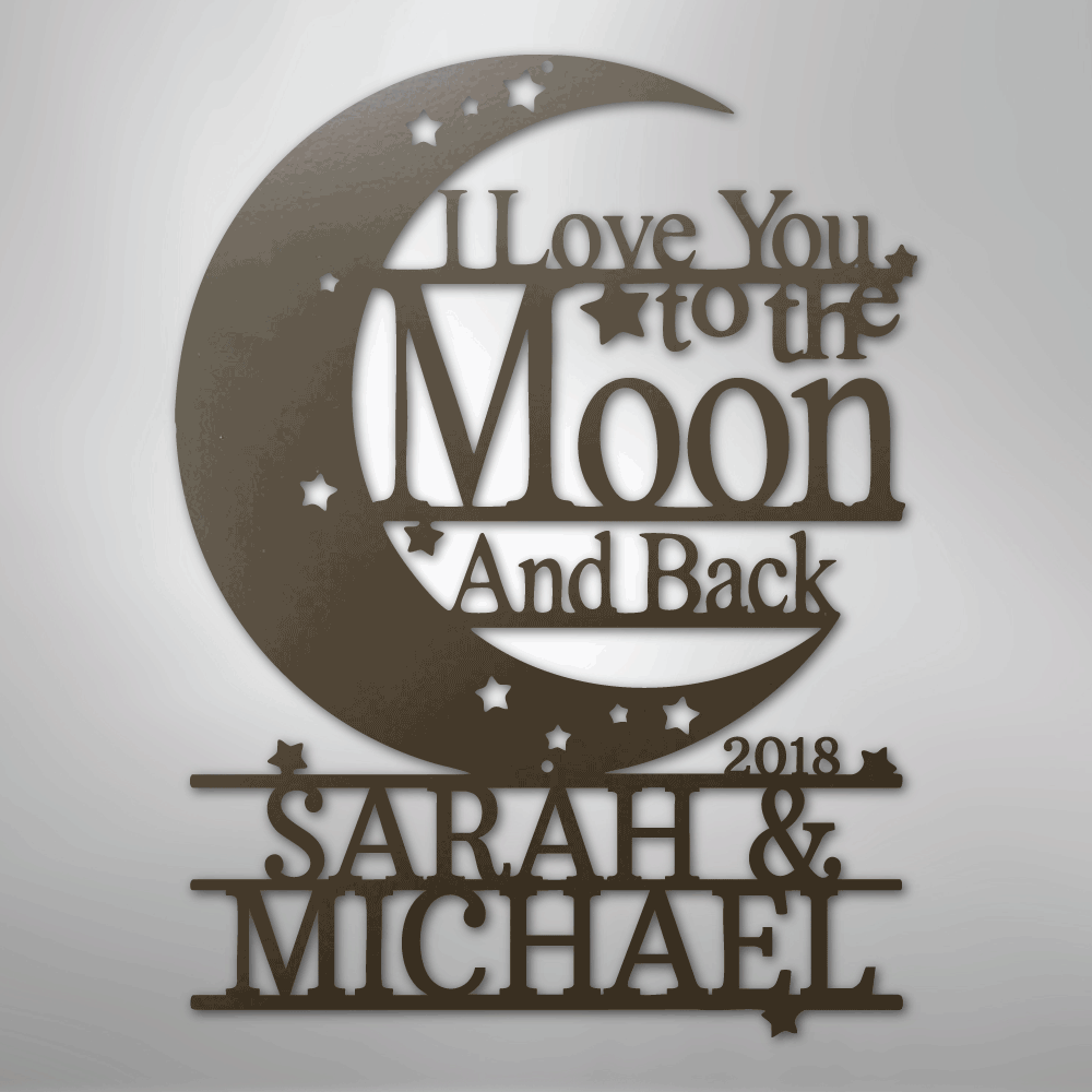 Moon and Back Monogram - Steel Sign - Kim’s Signature Beauty & Accessories