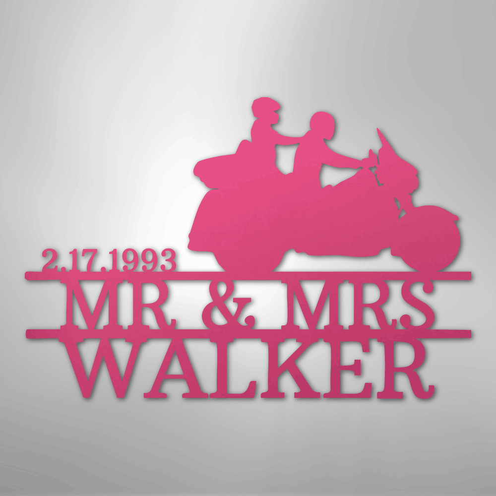 Mr. & Mrs. Motorcycle Couple Monogram - Steel Sign - Kim’s Signature Beauty & Accessories