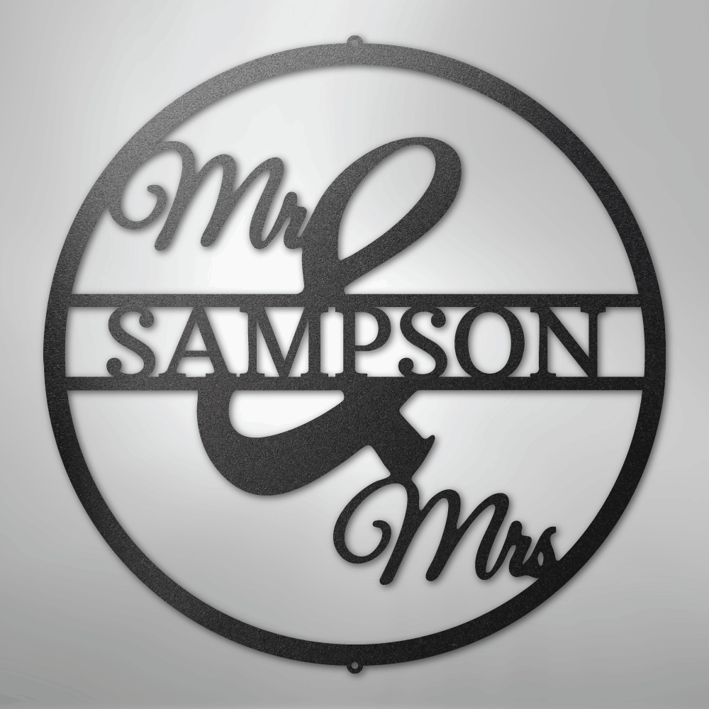 Mr and Mrs Circle Monogram - Steel Sign - Kim’s Signature Beauty & Accessories