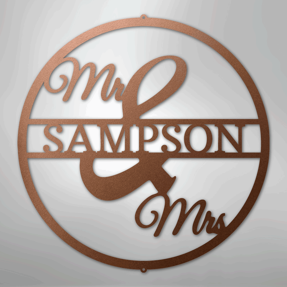 Mr and Mrs Circle Monogram - Steel Sign - Kim’s Signature Beauty & Accessories