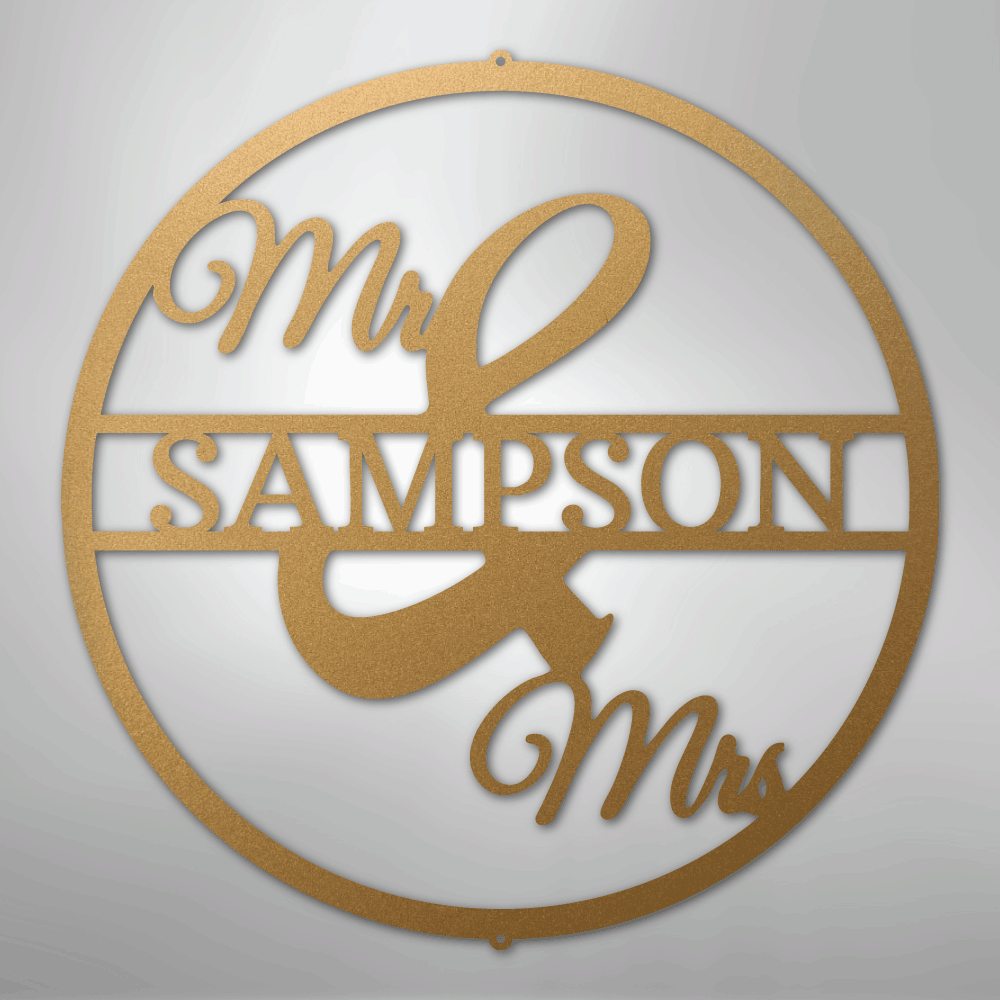 Mr and Mrs Circle Monogram - Steel Sign - Kim’s Signature Beauty & Accessories