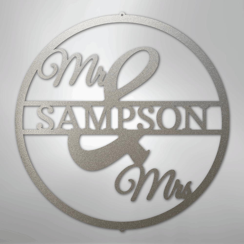 Mr and Mrs Circle Monogram - Steel Sign - Kim’s Signature Beauty & Accessories