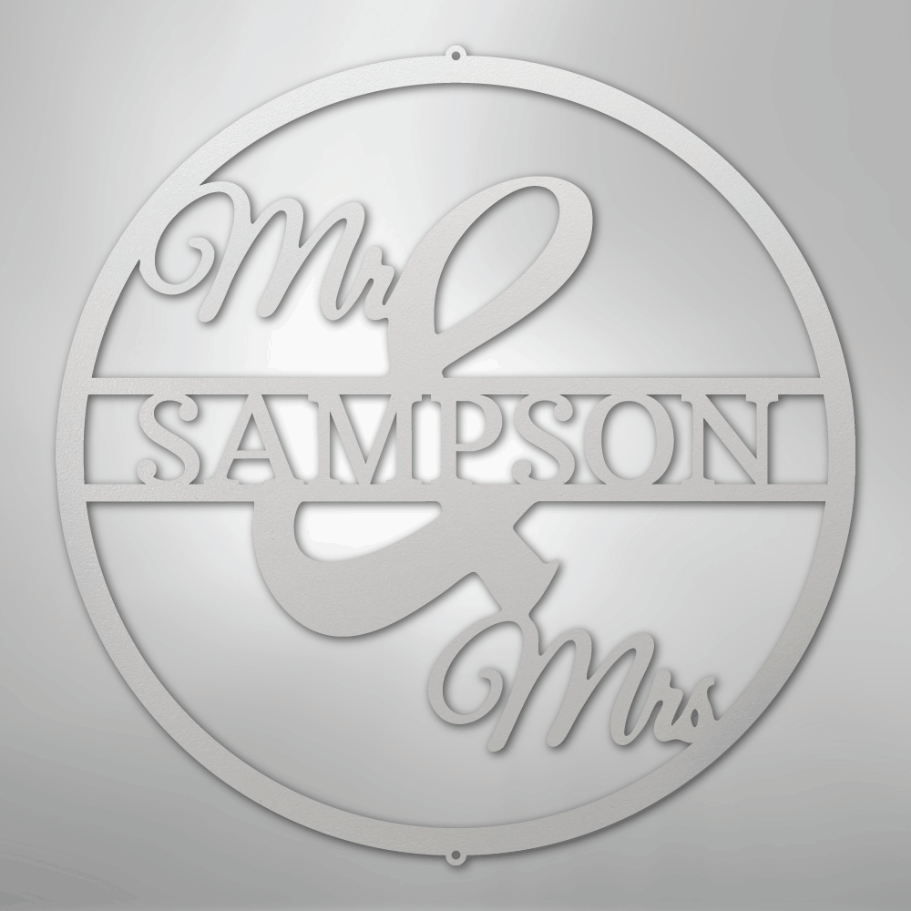 Mr and Mrs Circle Monogram - Steel Sign - Kim’s Signature Beauty & Accessories