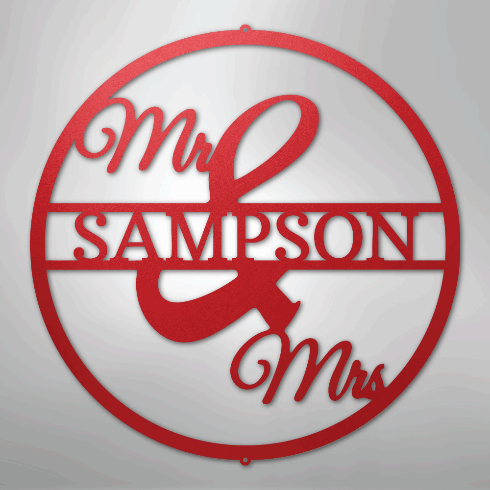 Mr and Mrs Circle Monogram - Steel Sign - Kim’s Signature Beauty & Accessories