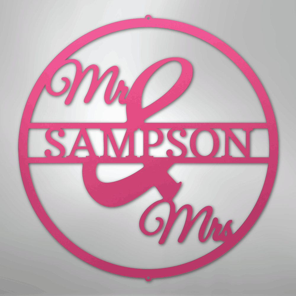 Mr and Mrs Circle Monogram - Steel Sign - Kim’s Signature Beauty & Accessories
