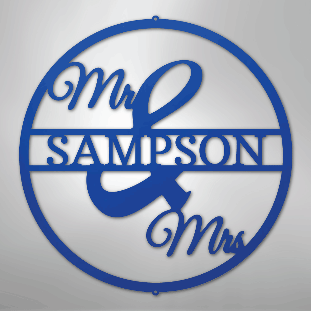 Mr and Mrs Circle Monogram - Steel Sign - Kim’s Signature Beauty & Accessories