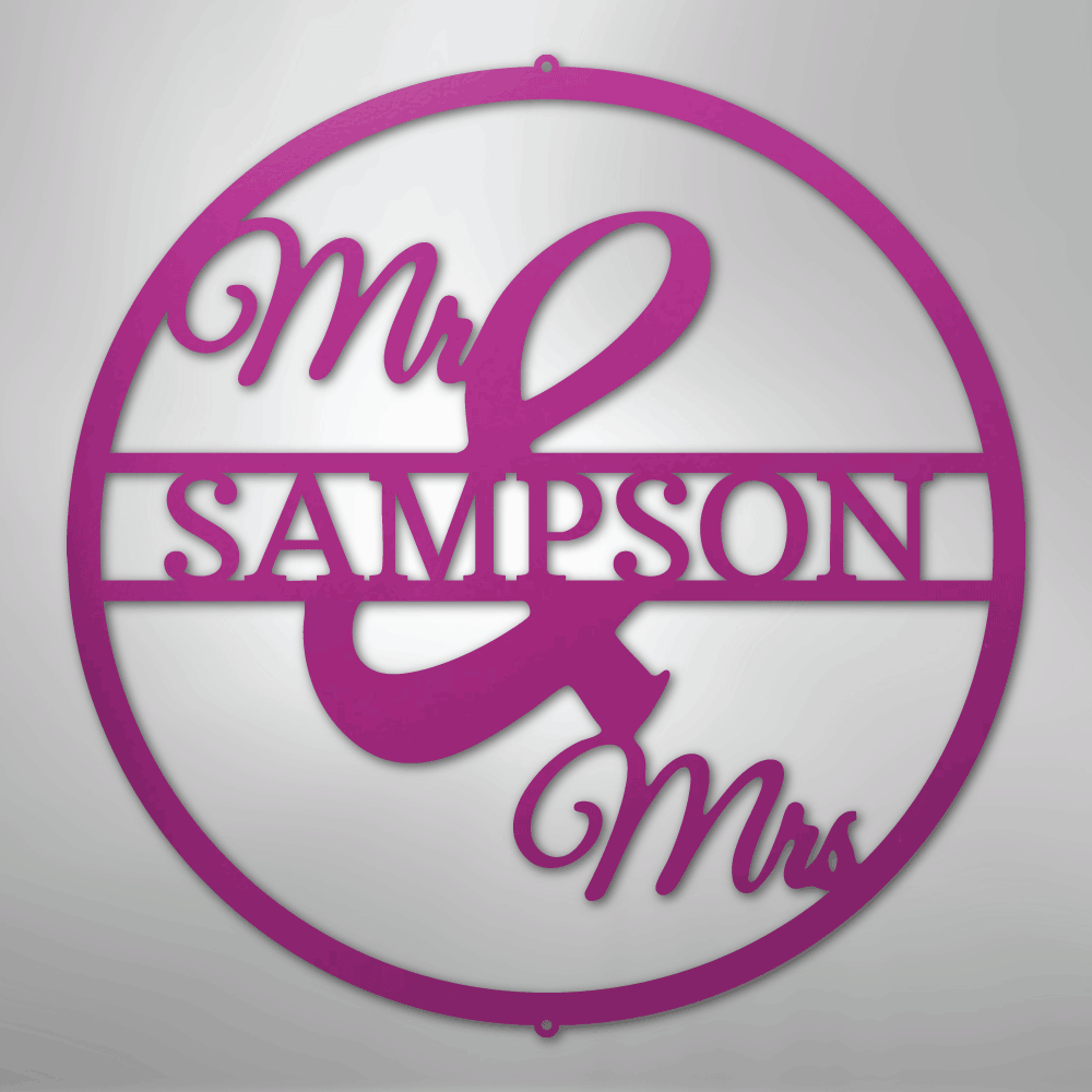 Mr and Mrs Circle Monogram - Steel Sign - Kim’s Signature Beauty & Accessories