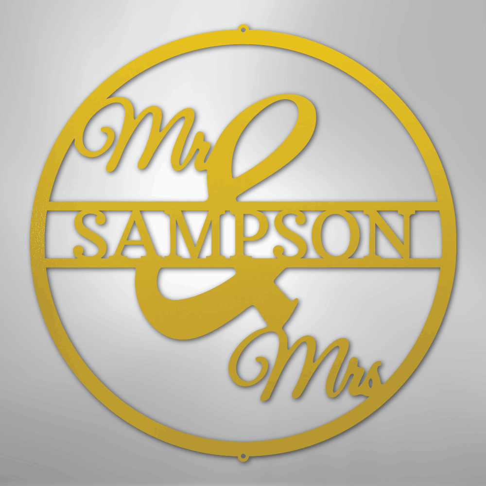 Mr and Mrs Circle Monogram - Steel Sign - Kim’s Signature Beauty & Accessories