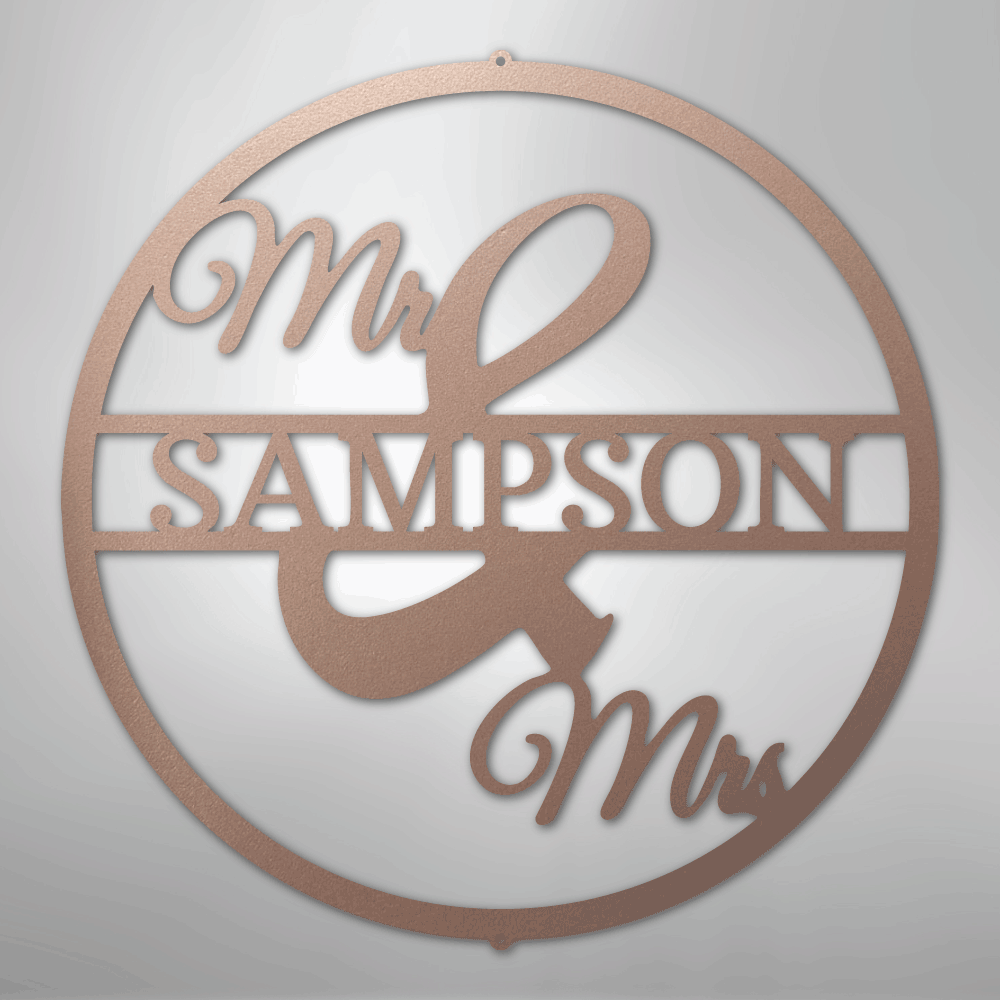 Mr and Mrs Circle Monogram - Steel Sign - Kim’s Signature Beauty & Accessories