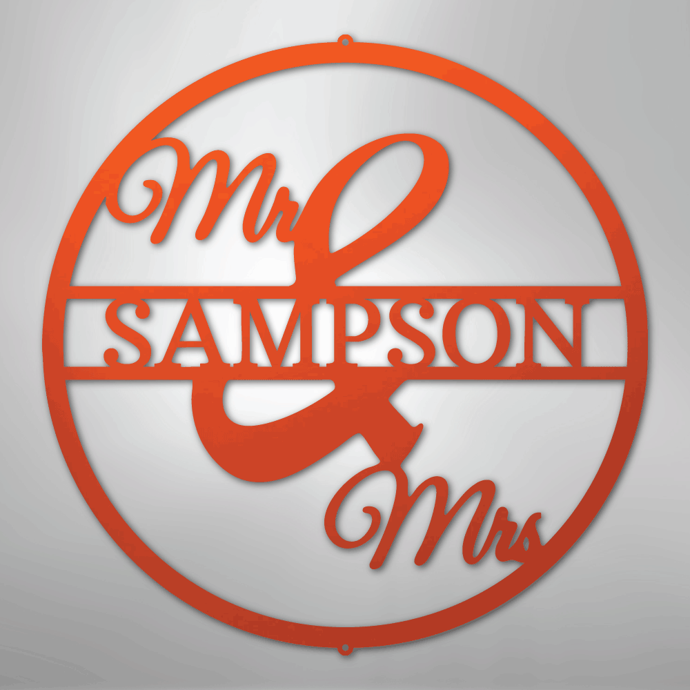 Mr and Mrs Circle Monogram - Steel Sign - Kim’s Signature Beauty & Accessories
