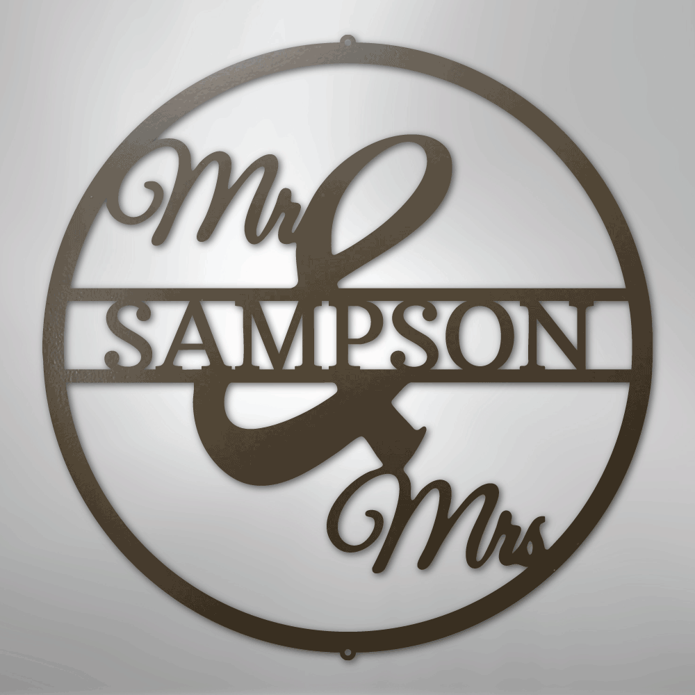 Mr and Mrs Circle Monogram - Steel Sign - Kim’s Signature Beauty & Accessories