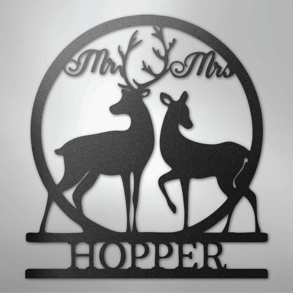 Mr and Mrs Deer Monogram - Steel Sign - Kim’s Signature Beauty & Accessories