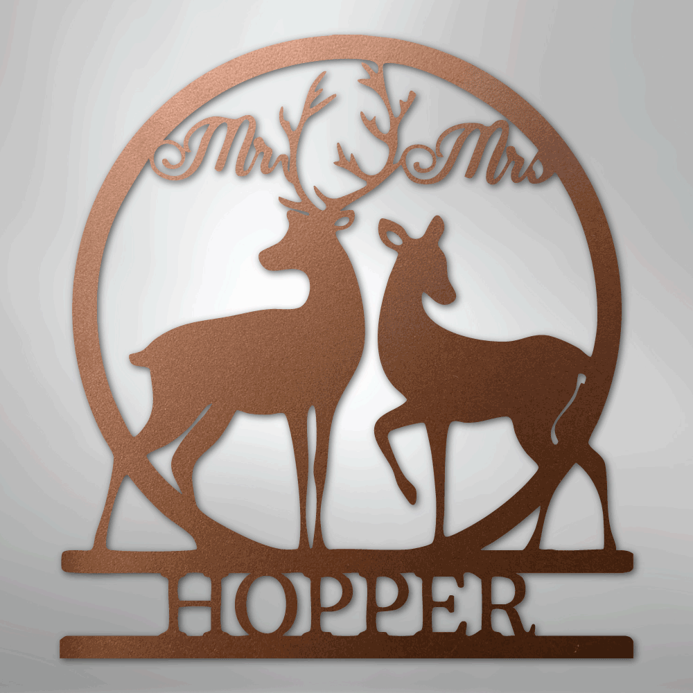 Mr and Mrs Deer Monogram - Steel Sign - Kim’s Signature Beauty & Accessories