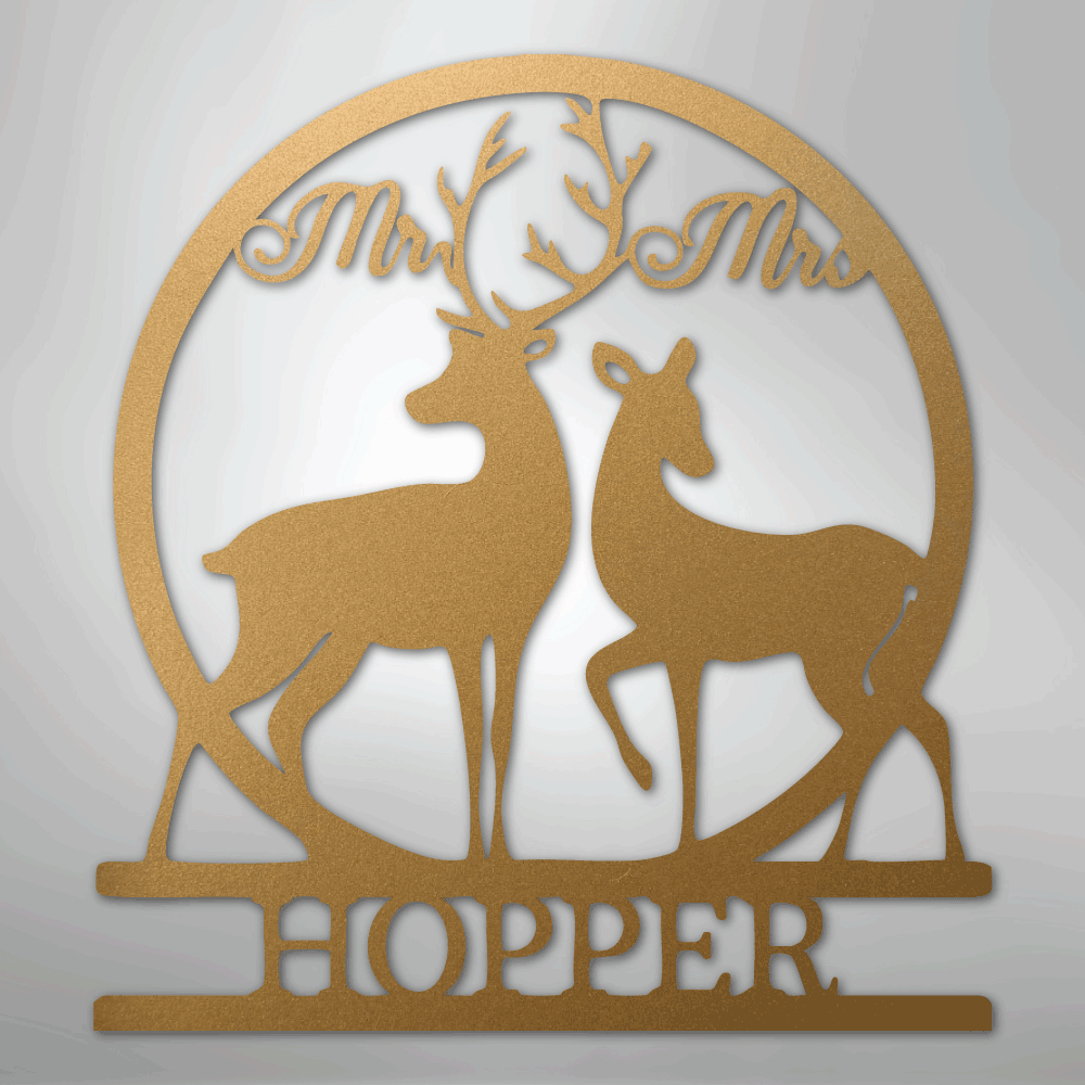 Mr and Mrs Deer Monogram - Steel Sign - Kim’s Signature Beauty & Accessories