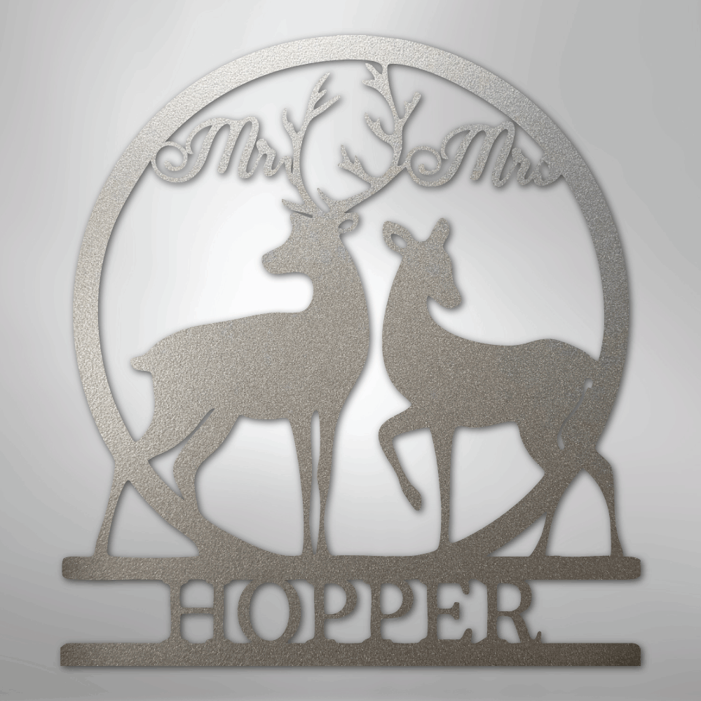 Mr and Mrs Deer Monogram - Steel Sign - Kim’s Signature Beauty & Accessories