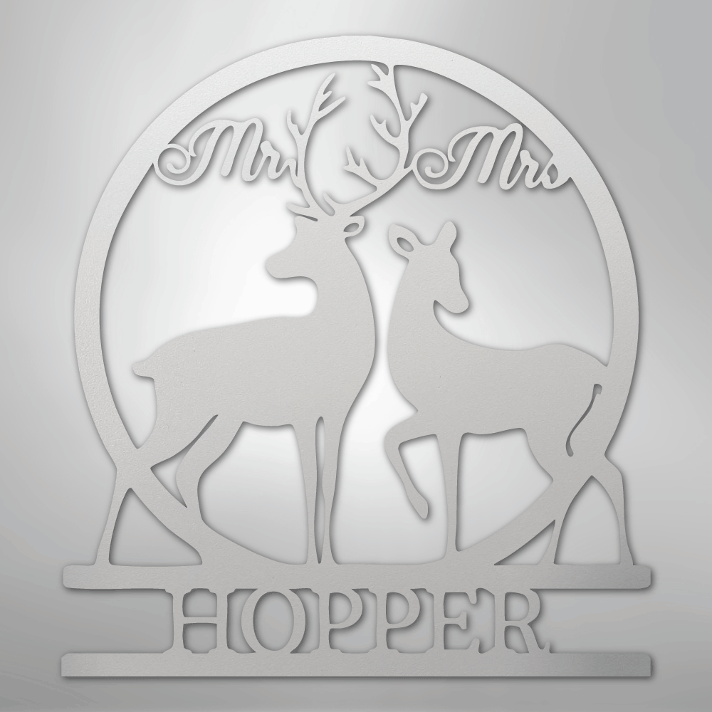 Mr and Mrs Deer Monogram - Steel Sign - Kim’s Signature Beauty & Accessories