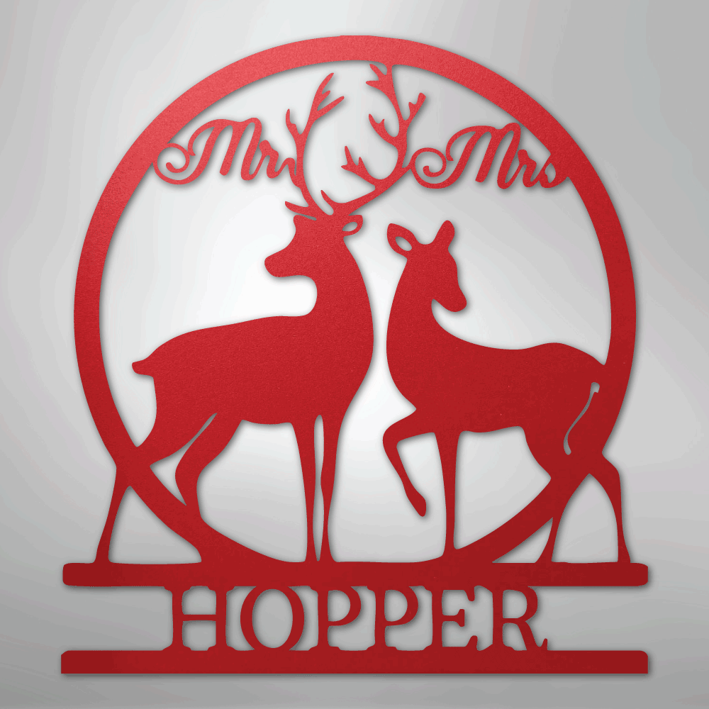 Mr and Mrs Deer Monogram - Steel Sign - Kim’s Signature Beauty & Accessories