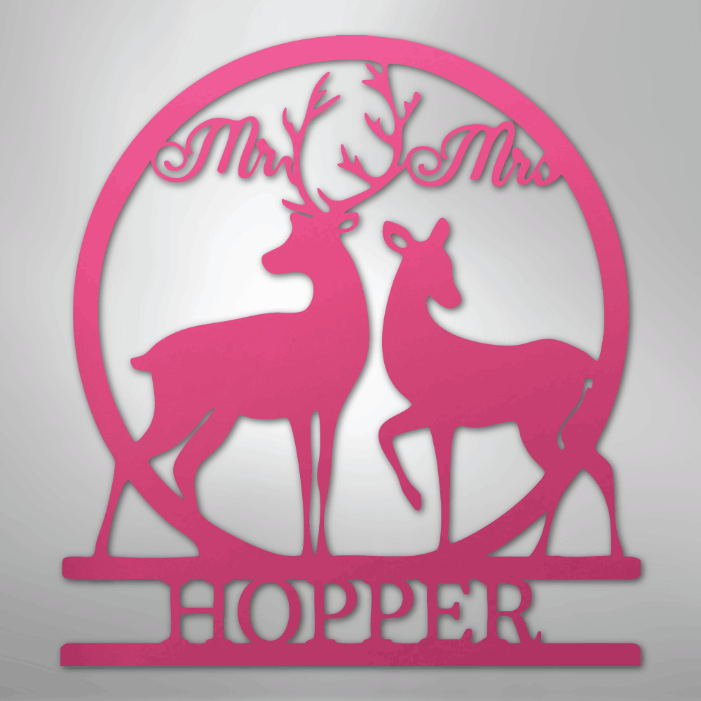 Mr and Mrs Deer Monogram - Steel Sign - Kim’s Signature Beauty & Accessories