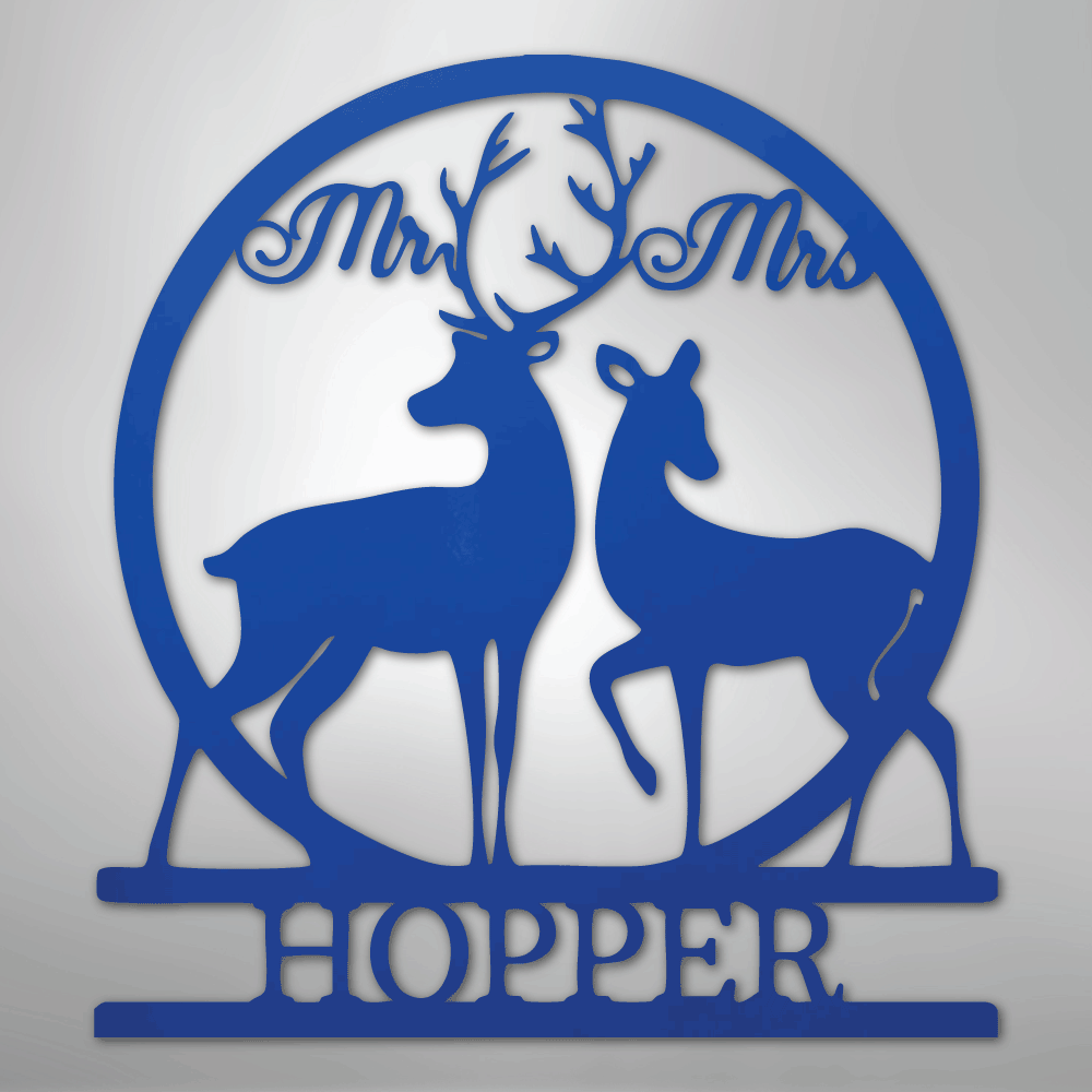 Mr and Mrs Deer Monogram - Steel Sign - Kim’s Signature Beauty & Accessories
