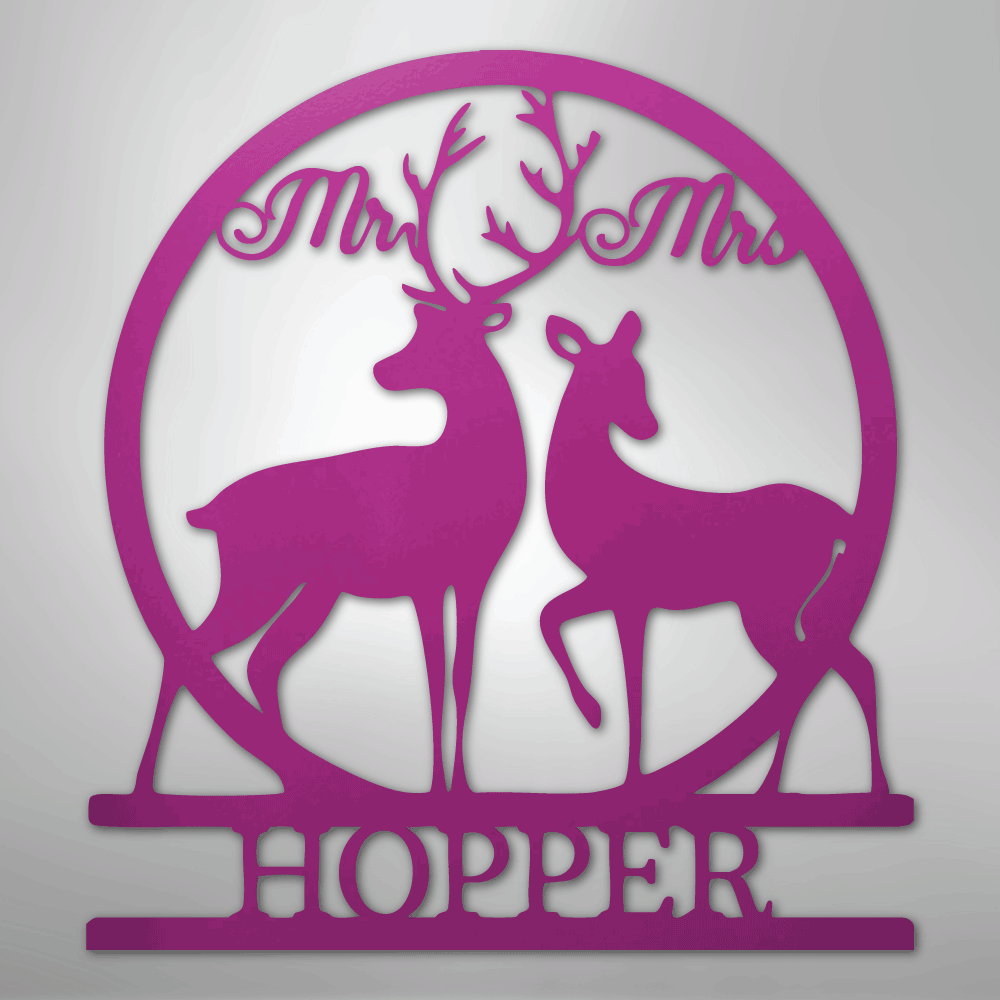Mr and Mrs Deer Monogram - Steel Sign - Kim’s Signature Beauty & Accessories
