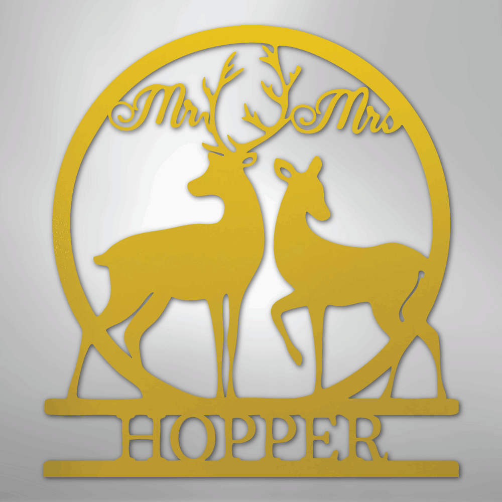 Mr and Mrs Deer Monogram - Steel Sign - Kim’s Signature Beauty & Accessories