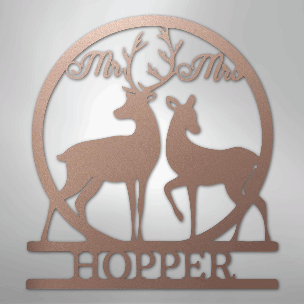Mr and Mrs Deer Monogram - Steel Sign - Kim’s Signature Beauty & Accessories
