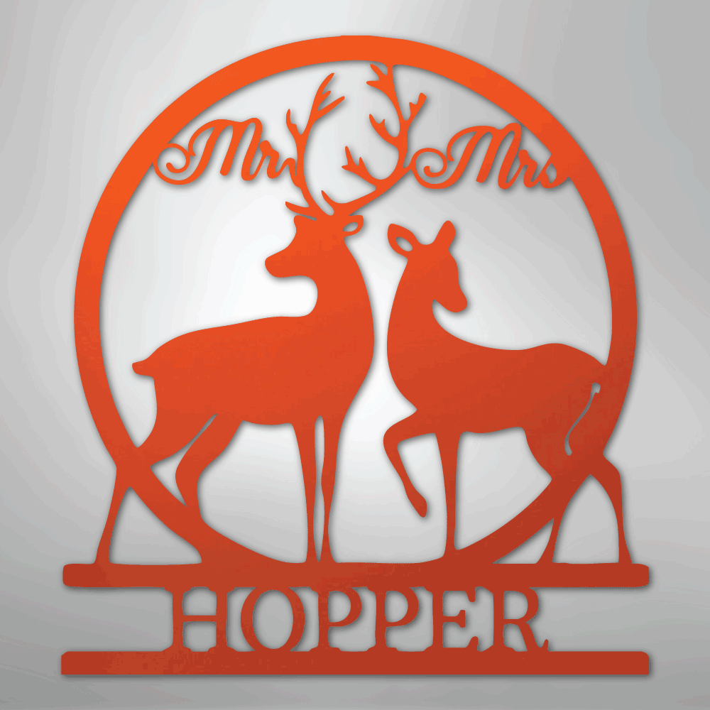 Mr and Mrs Deer Monogram - Steel Sign - Kim’s Signature Beauty & Accessories