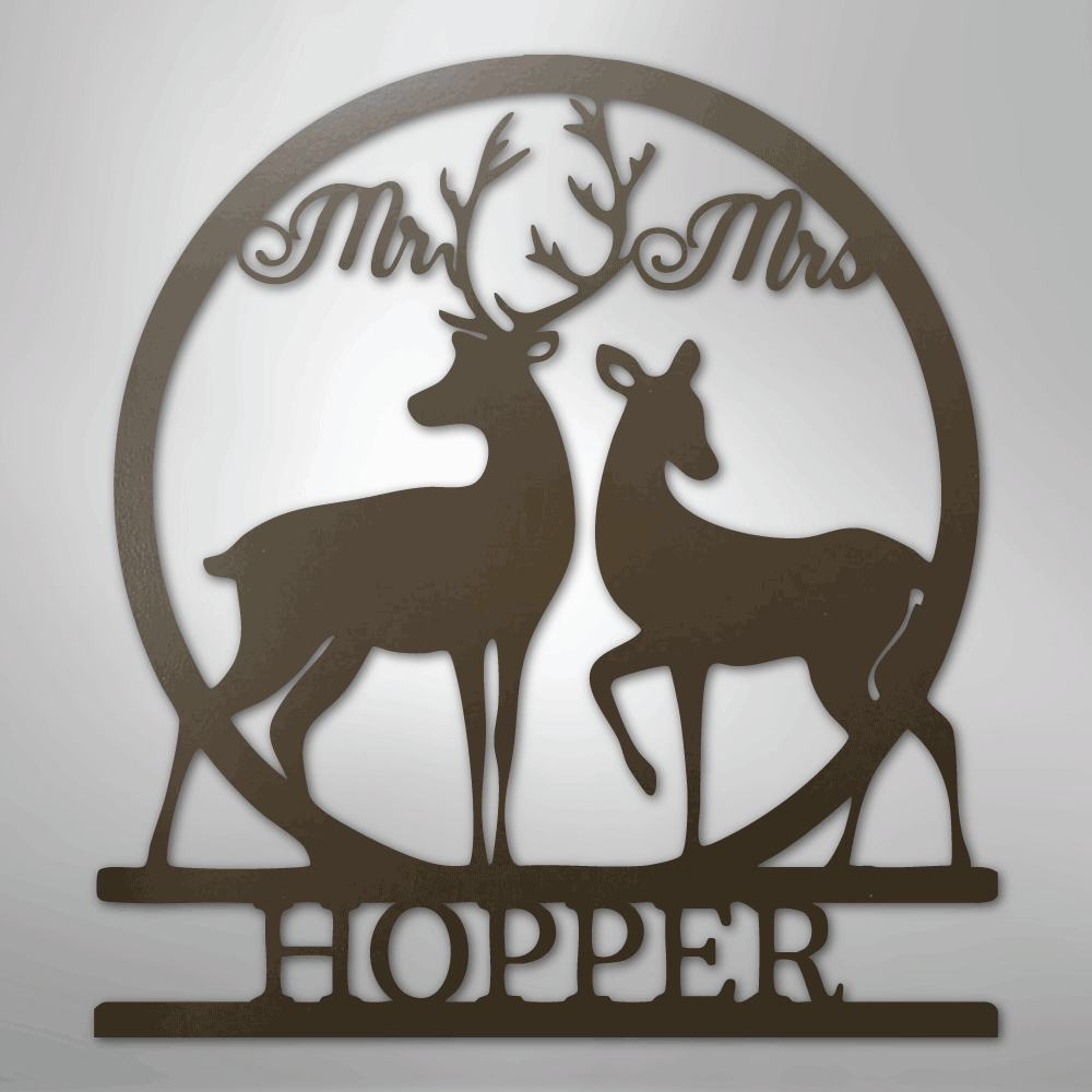 Mr and Mrs Deer Monogram - Steel Sign - Kim’s Signature Beauty & Accessories
