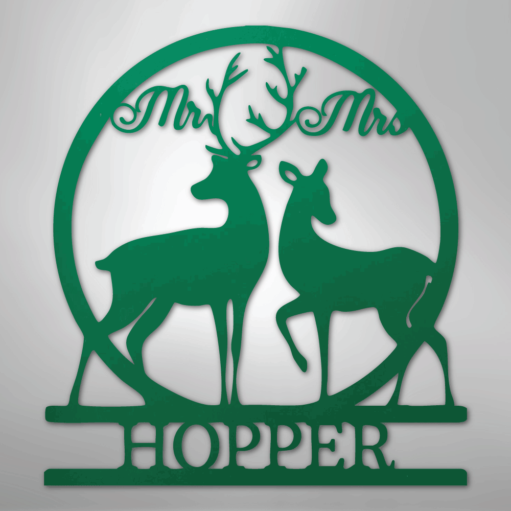 Mr and Mrs Deer Monogram - Steel Sign - Kim’s Signature Beauty & Accessories